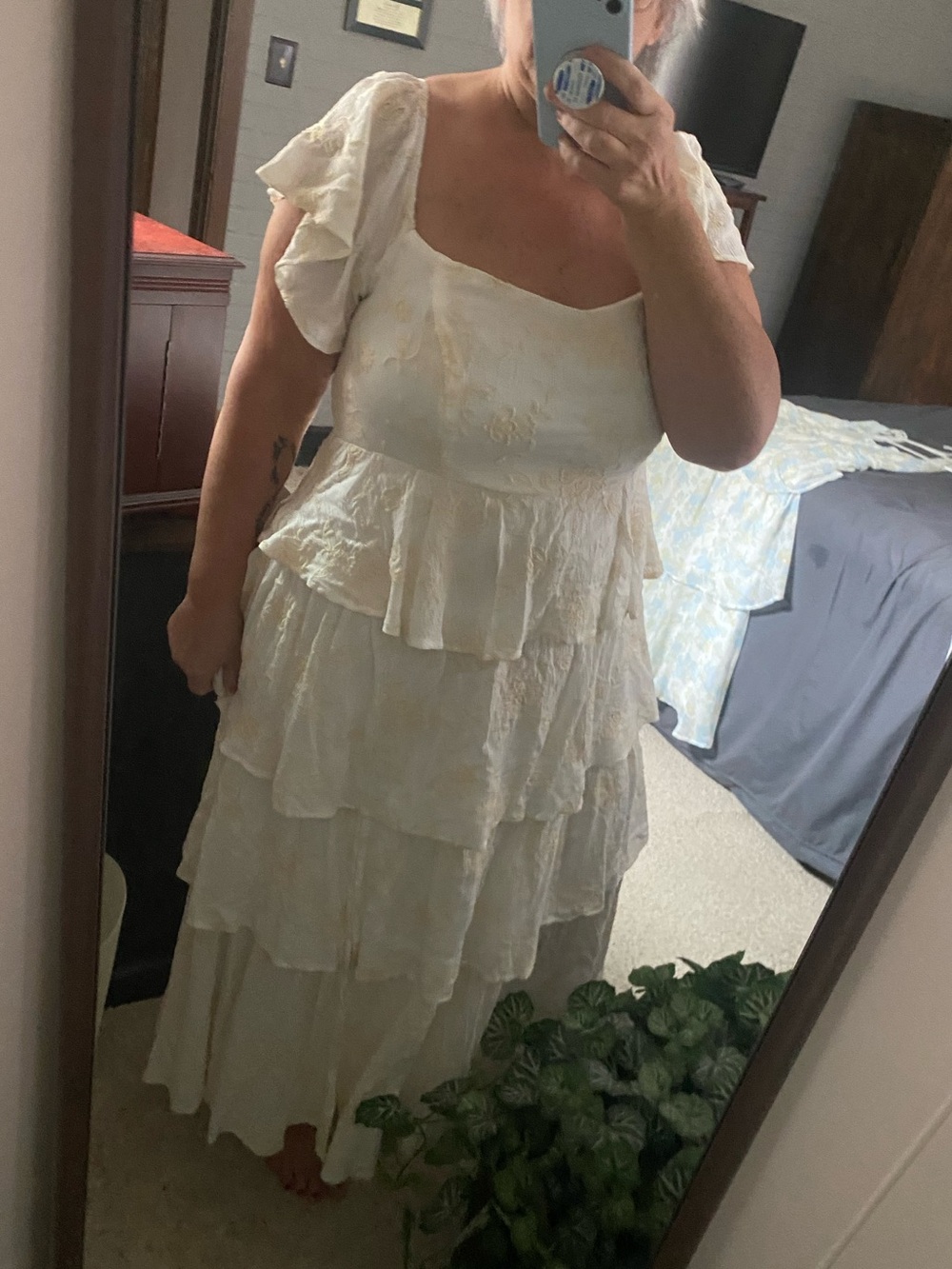 ARULA Cream Tiered Maxi Dress